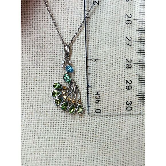 Sterling Silver 925 Peacock Tourmaline Variants CZ 18" Pendant‎ Necklace NWOT - Picture 8 of 12